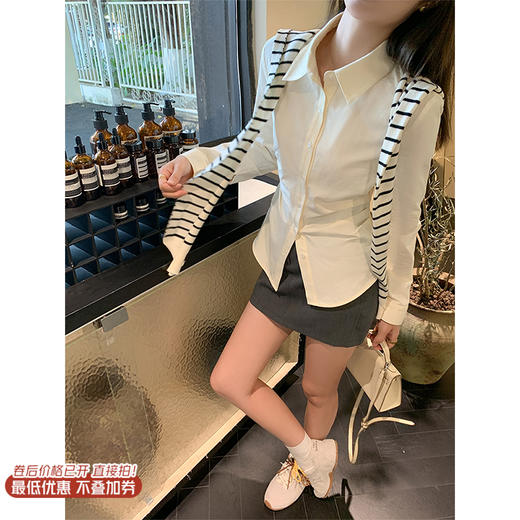 【129元任选2件】现货！2色百搭通勤修身显瘦短款衬衫 商品图0