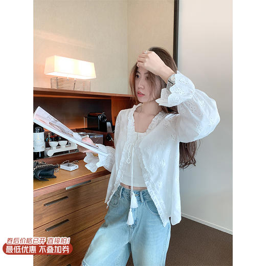 【149元任选2件】最后一波现货！温柔风法式花边喇叭袖衬衫 商品图0