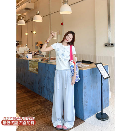 <曾小咸推荐>现货秒杀！最后一波 ！抢到赚到！韩系减龄白色印花短袖 日常99.99 立减50 秒杀49.99！小众甜美宽松抽绳百搭阔腿裤 日常199.99 立减110 秒杀89.99！ 商品图0