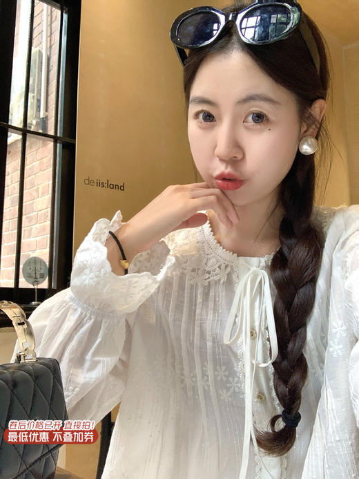 【169元任选2件】最后一波现货！法式重工刺绣喇叭袖衬衫 商品图0