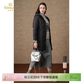 乔万尼白鸭绒羽绒服格纹中长款收腰设计EF4T185