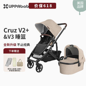 美国UPPAbaby Cruz V2+推车+V3睡篮 宝宝推车双向高景观可坐可躺儿童折叠新生婴儿推车