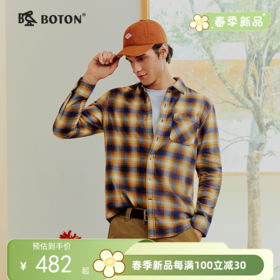波顿男士春秋季格纹长袖衬衫｜翻领简约，休闲百搭MS173126