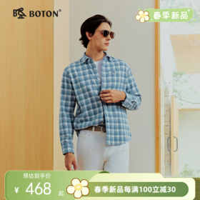 波顿男士春秋季长袖格仔衬衫｜从门襟到下摆针脚均匀，每一处走线都带着讲究MS169126
