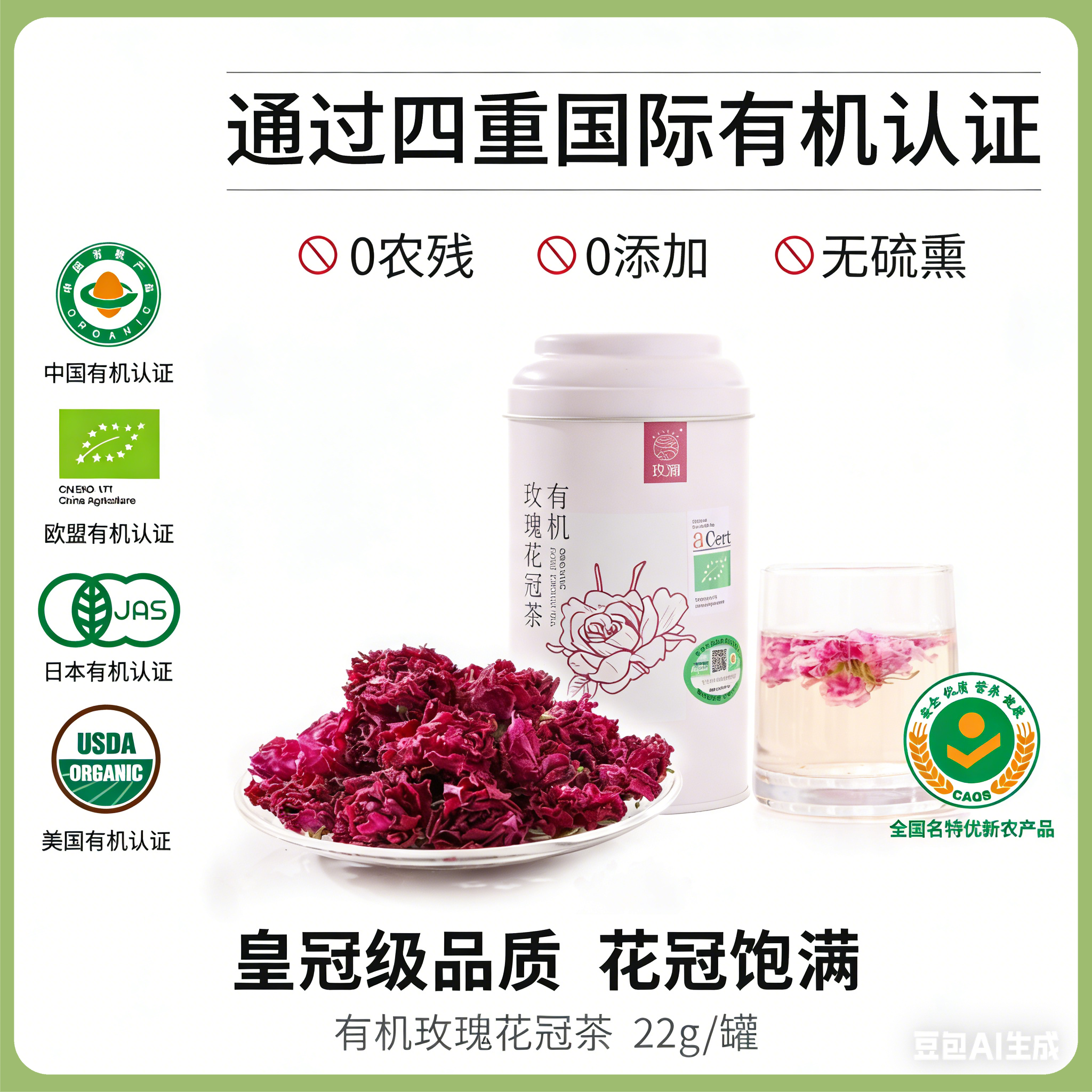 【同行精选】有机玫瑰花冠茶20g/22g  茶汤明亮清透  花香浓郁 自然紫红