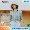 波顿女士夏季温柔清新梭织合身格纹七分袖衫LS158226 商品缩略图0
