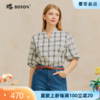波顿女士夏季柔雅格纹衬衫 立领半开 简约梭织五分袖LS176226 商品缩略图0