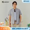 波顿男士夏季翻领格子衬衫亲肤透气通勤出街不闷热MS166226 商品缩略图0