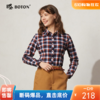波顿女士三季磨毛棉质格纹长袖衬衫 吸湿透气亲肤 百搭修身款LS075125D 商品缩略图0