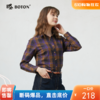 波顿女士三季磨毛棉质格纹长袖衬衫 吸湿透气亲肤 百搭合身款LS073125D 商品缩略图0