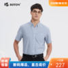 波顿男士短袖灰蓝色格子衬衫高端美式休闲衬衣MS032224 商品缩略图0