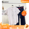 波顿女士立领格子短袖衬衫LS827224Z 商品缩略图0