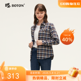 波顿女士春秋冬 格纹衬衫 舒挺随搭 合身磨毛翻领长袖款LS020324