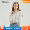 【肌理条纹感】波顿春秋高端女V领七分袖衬衫纯色百搭白LS980123 商品缩略图0