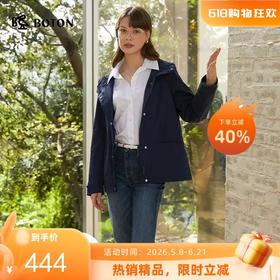 波顿女士春夏季中长款风衣美式休闲深蓝色外套LJ918124