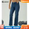 波顿女士秋冬微喇牛仔长裤柔暖百搭加绒弹力修身直筒显瘦款LE303323 商品缩略图0