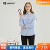 【透气棉弹】波顿女士春秋时尚休闲蓝白色条纹长袖衬衫LS969123 商品缩略图0