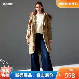 波顿女士冬季可拆卸内胆长款白鸭绒连帽羽绒服LC731522