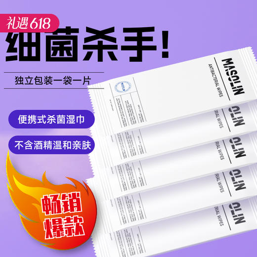 【杀菌不含酒精 玩具身体皆可用】MASOLIN 独立包装 抑菌湿巾 10片装 商品图0