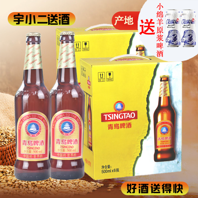 【啤酒】青岛啤酒大棕金瓶装酒精度 4.3%vol原麦汁 11°P500ml*6