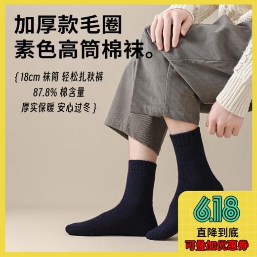 【冬袜 5 折】冬款 · 加厚素色毛圈袜（3双） 商品图0