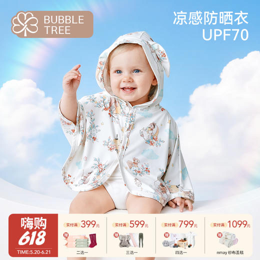 【云优选】BUBBLETREE儿童防晒衣夏季薄款宝宝防晒衣服小月龄婴儿披风斗篷 商品图0