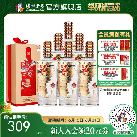 【酒厂直营】52度泸州酒雅纯500ml*6 泸州老窖官方旗舰店（内含礼品袋） 商品图0
