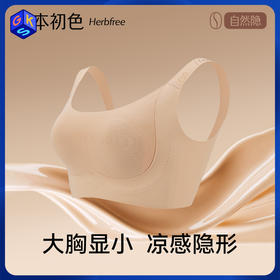 「两件装」草本初色粉底液内衣女隐形无痕大胸显小新款收副乳防下垂文胸65134款