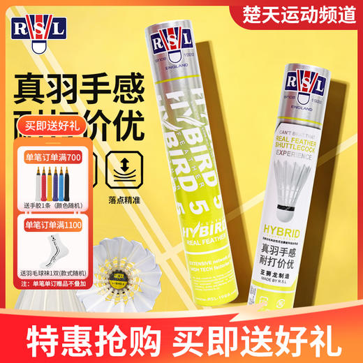 亚狮龙RSL羽毛球HyBird 5复合软木耐打飞行稳定训练球 商品图1