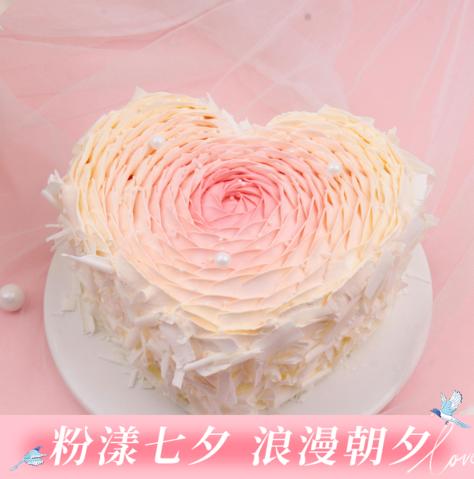 【一见倾心】动物奶油粉色爱心渐变玫瑰蛋糕，送女神告白专用（深圳幸福西饼） 商品图0