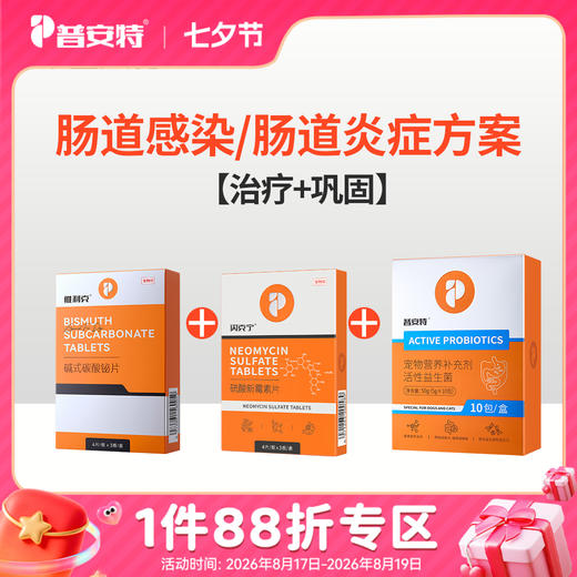 【治疗加巩固】肠道感染/肠道炎症---硫酸新霉素片+碱式碳酸铋片+益生菌 商品图0