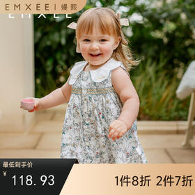 【宝宝服饰】嫚熙女童白蔷薇连衣裙无袖背心裙宝宝复古法式宽松夏季森系公主裙
