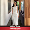 西遇白色无袖连衣裙女2026年夏季新款褶皱收腰显瘦气质A字中长裙E0060424 商品缩略图0
