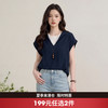 西遇蓝色短袖衬衫2026春季新品法式小衫撞色拼接衬衣女短袖上衣H0060198 商品缩略图0