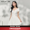 西遇白色蕾丝泡泡袖连衣裙女2026夏季新款蝴蝶结镂空刺绣A字短裙SS060613 商品缩略图0