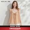 西遇甜美v领小飞袖衬衫女2026夏季新款雪纺系带宽松无袖吊带上衣SS060631 商品缩略图0
