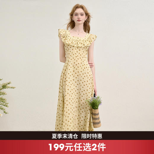 西遇碎花吊带连衣裙女夏季新款荷叶边旅游海边度假风裙子H0051120 商品图0