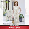 西遇法式波点连衣裙女2026年夏季新款侧收腰系带褶皱杏色无袖长裙E0060316 商品缩略图0