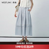 西遇文艺风刺绣半身裙女2026年夏季新款高腰显瘦蕾丝拼接a字裙SS060406 商品缩略图0