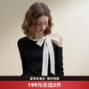 西遇法式千金蝴蝶结露肩长袖T恤女秋季辣妹修身短款针织上衣V2551150 商品缩略图0